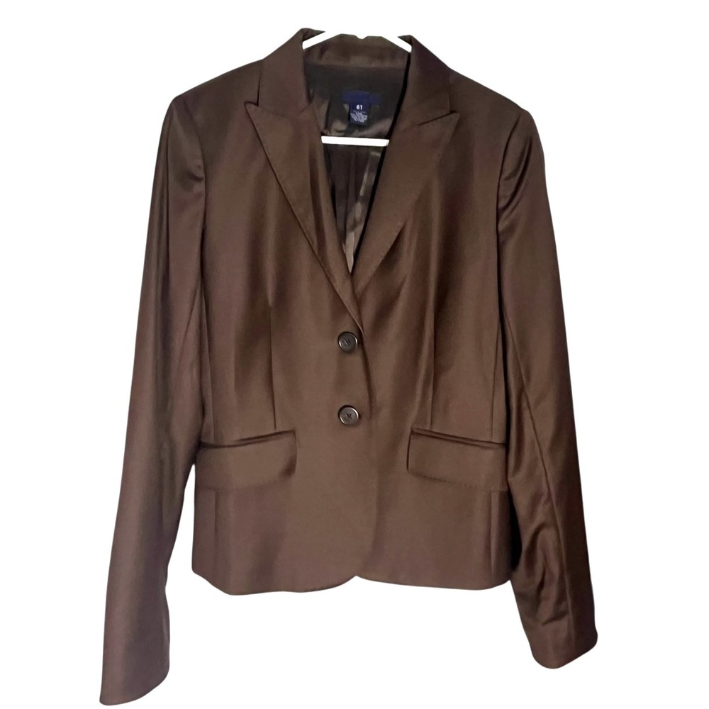 J Crew Women's Lined Brown Wool Super‎ 120's Suit Jacket Blazer 6T